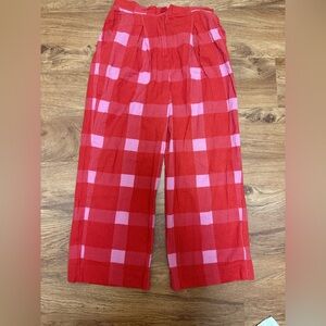 Anthropologie Porridge Plaid Wide-Leg Pant Women’s Small Red and Pink